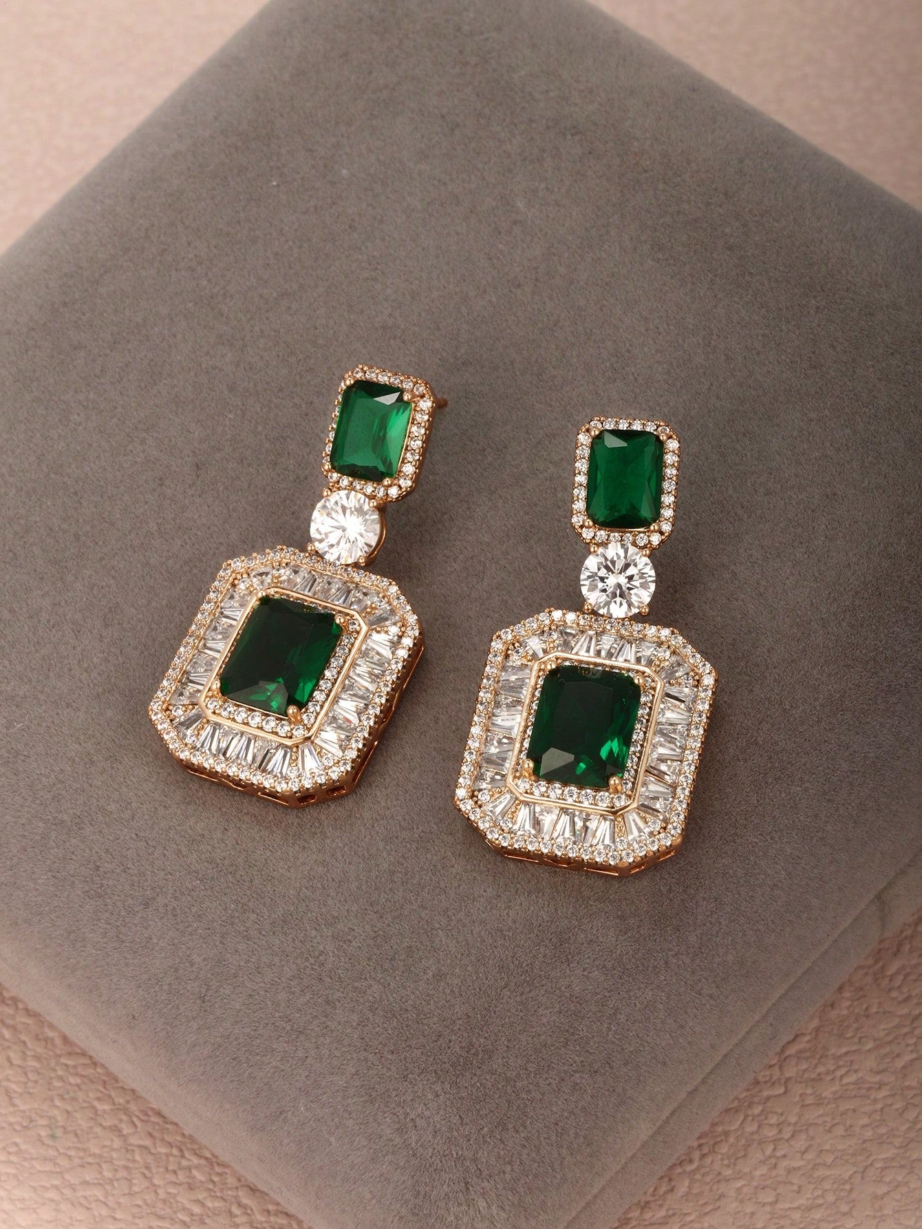 A pair of gorgeous, delicate and atmospheric micro-paved cubic zirconia, suitable for St. Patrick's Day decorations at ladies' gatherings